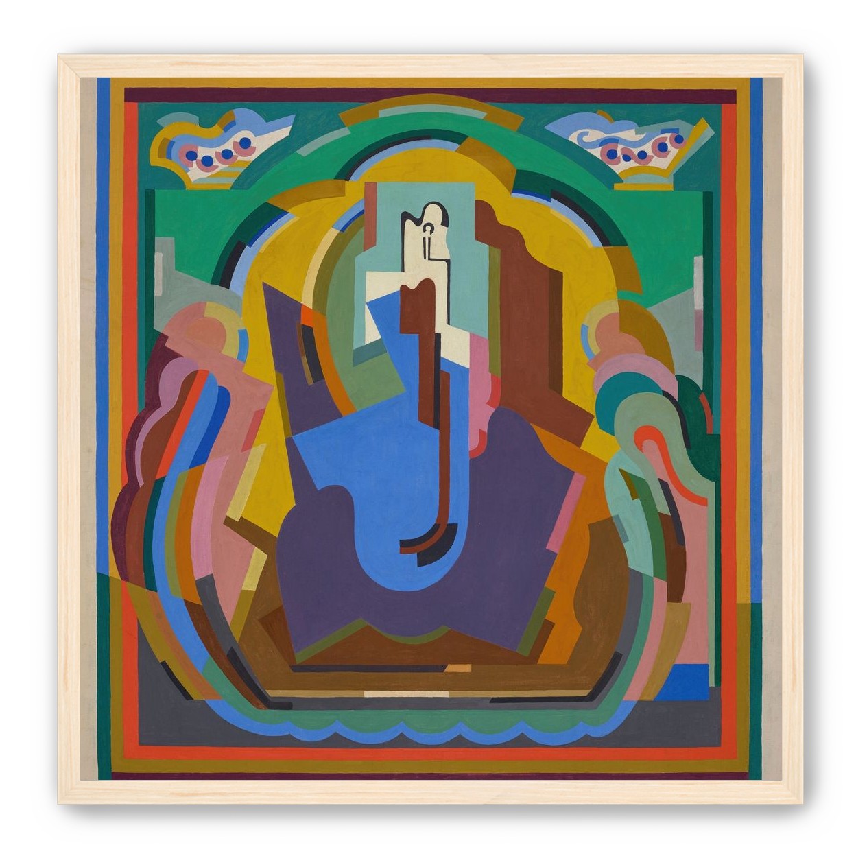 A figure under painted arches