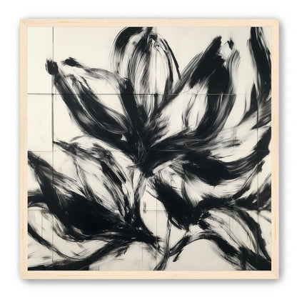 Black petals on pale grid