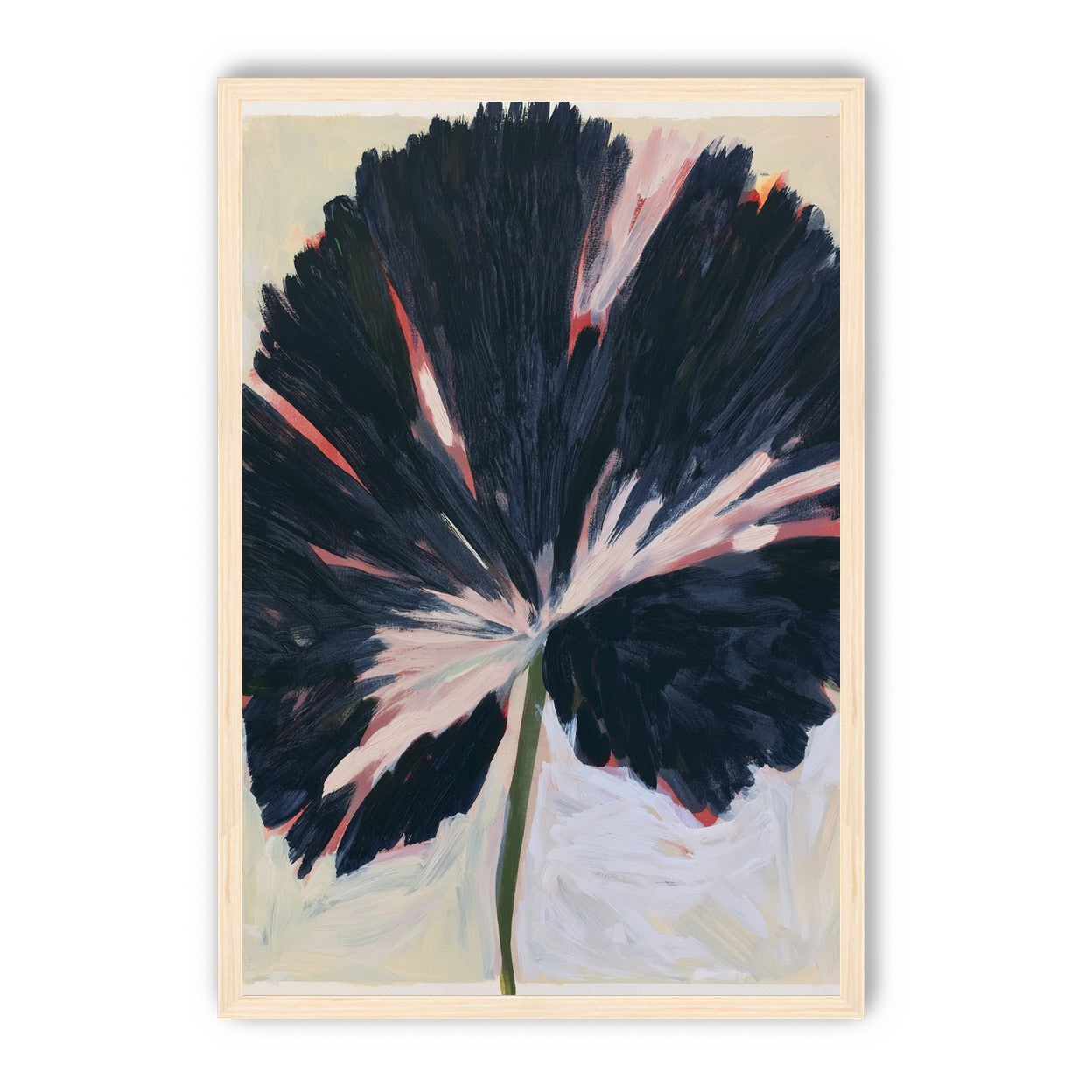 Dark petals across pale ground