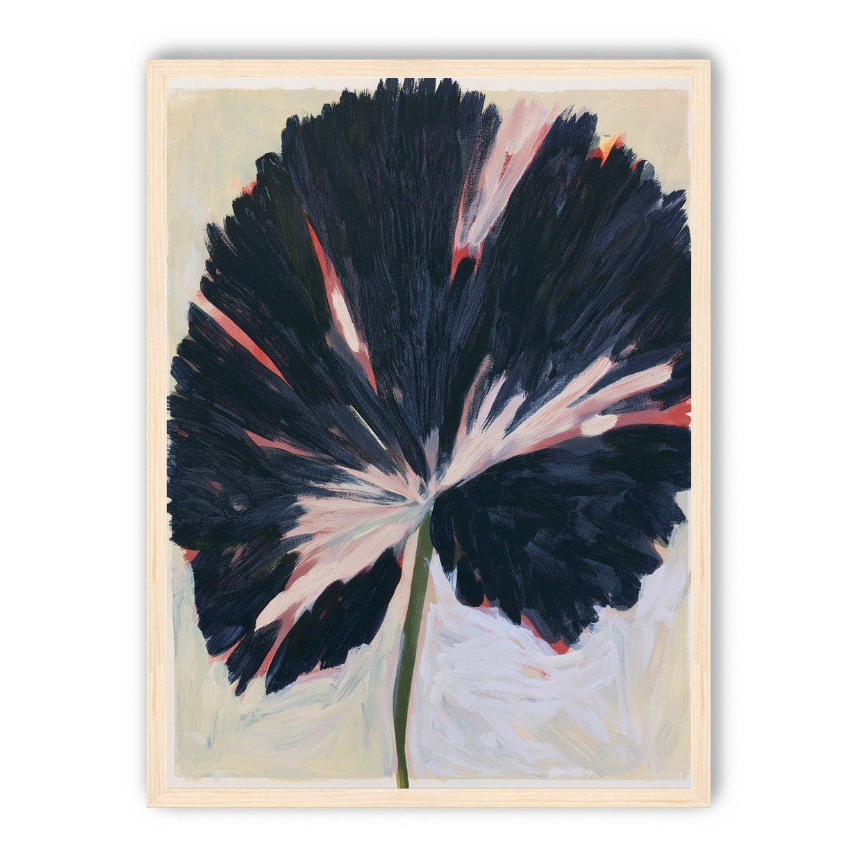 Dark petals across pale ground