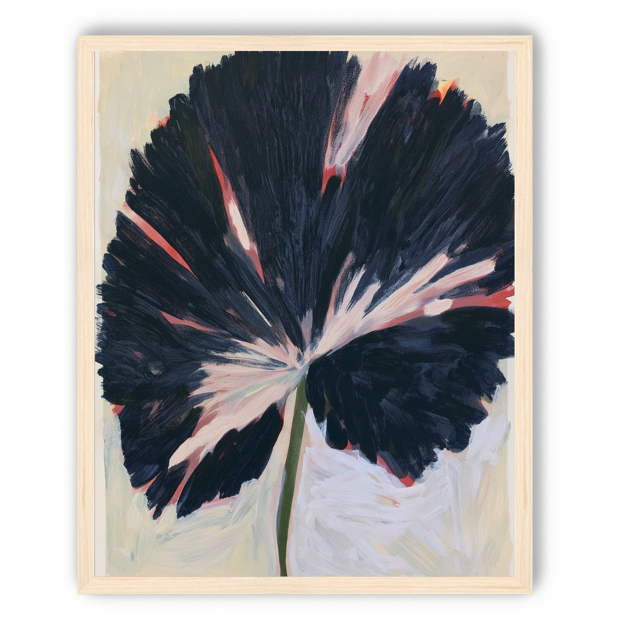 Dark petals across pale ground