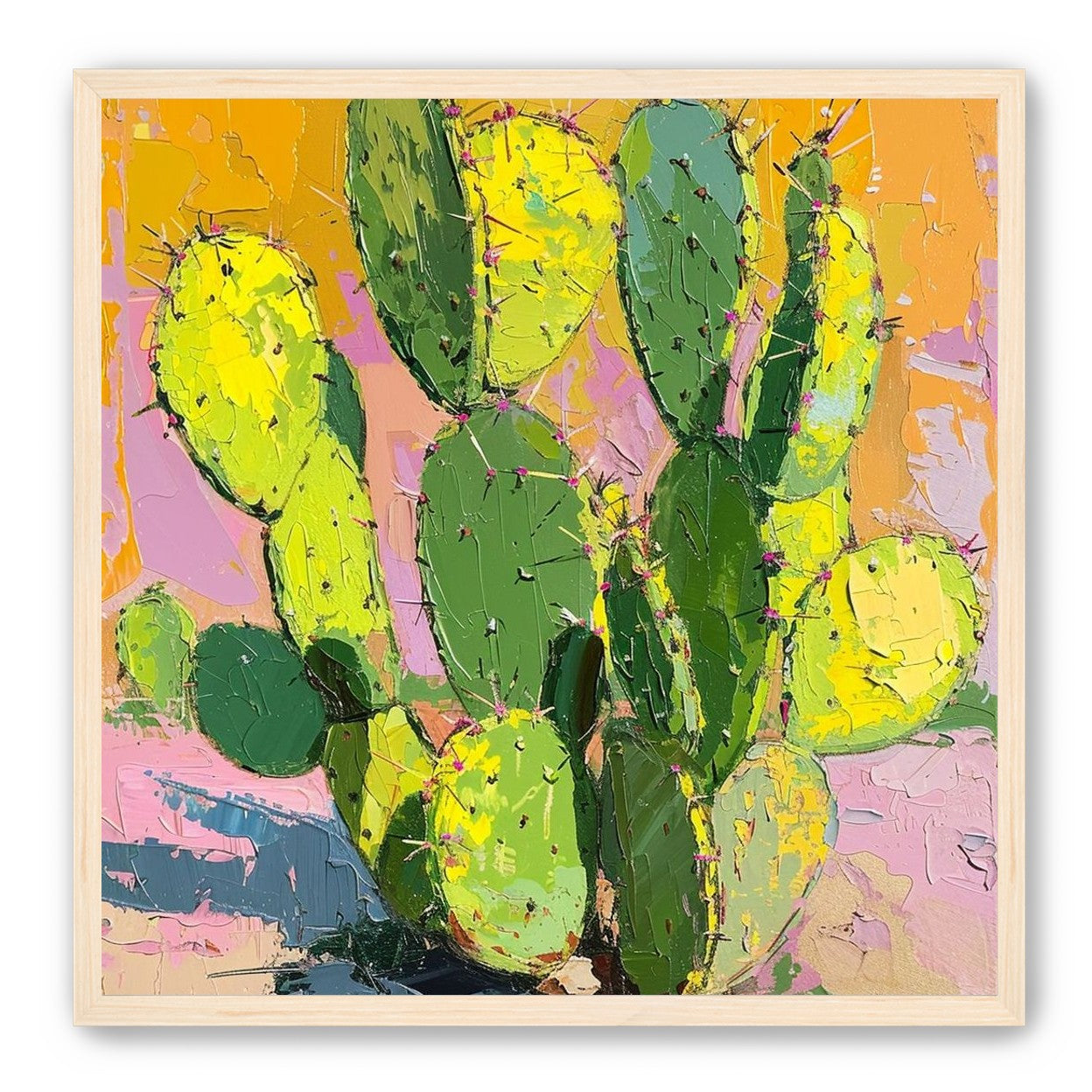 Thick paint on cactus pads