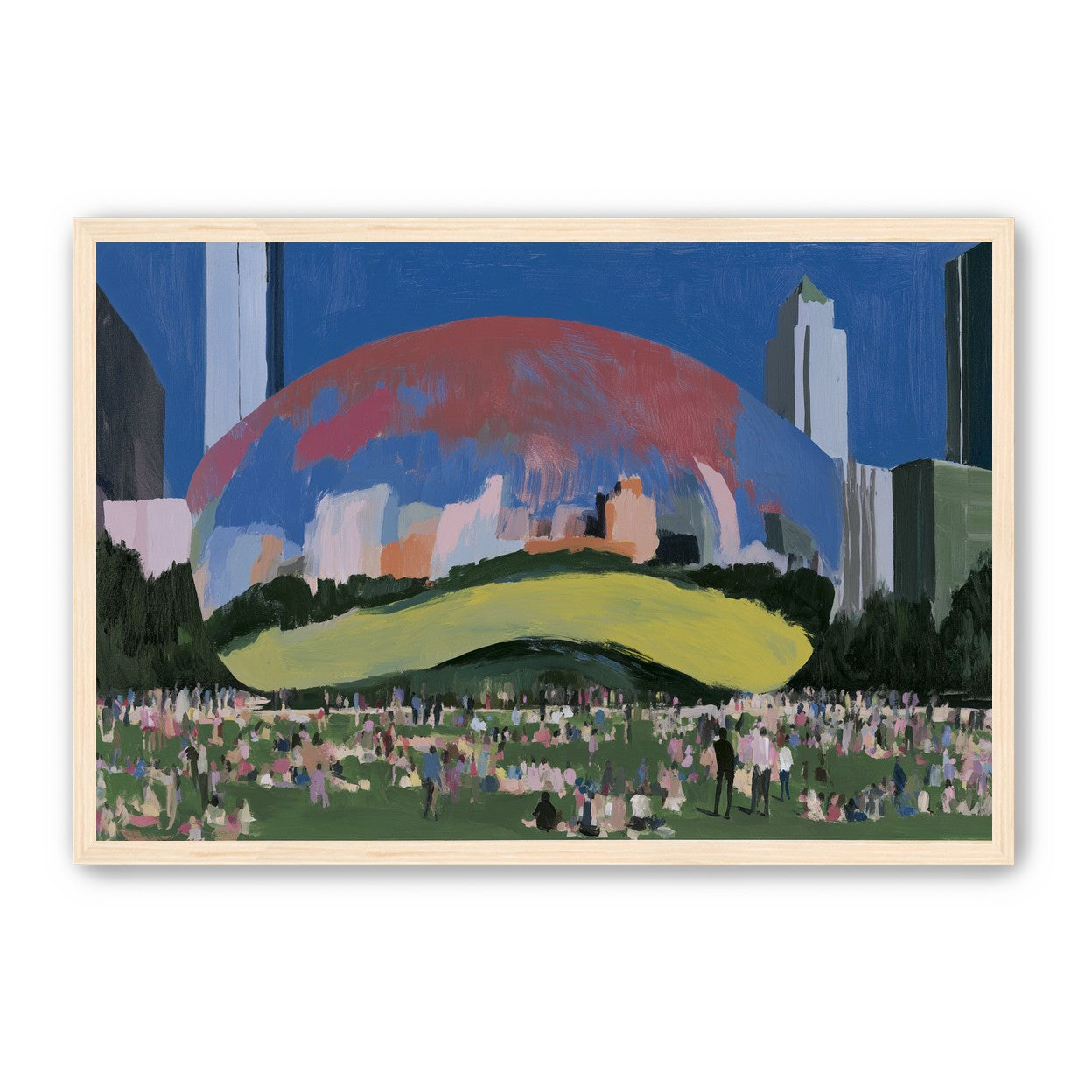 Crowd beneath the curved pavilion