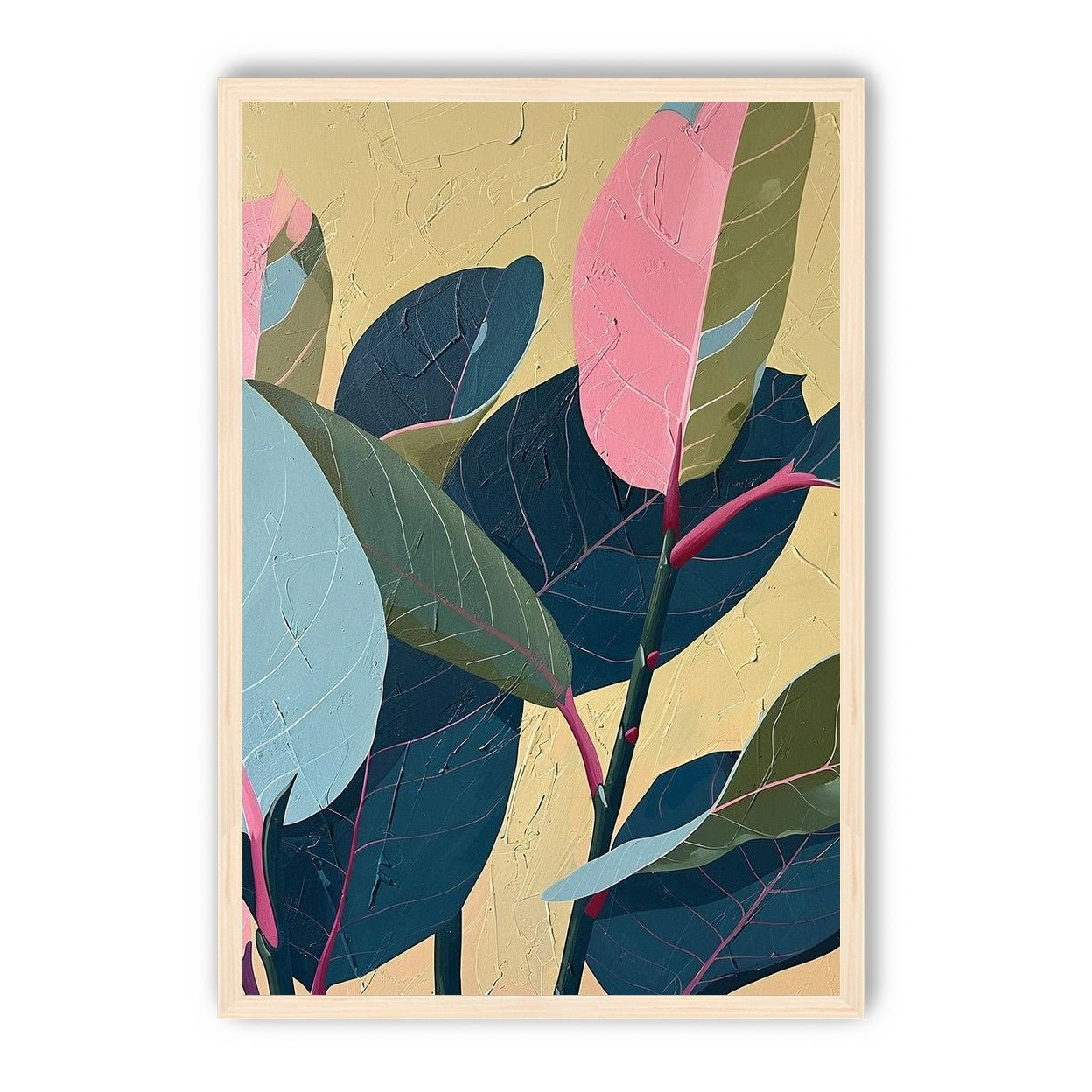 Leaves on cracked plaster