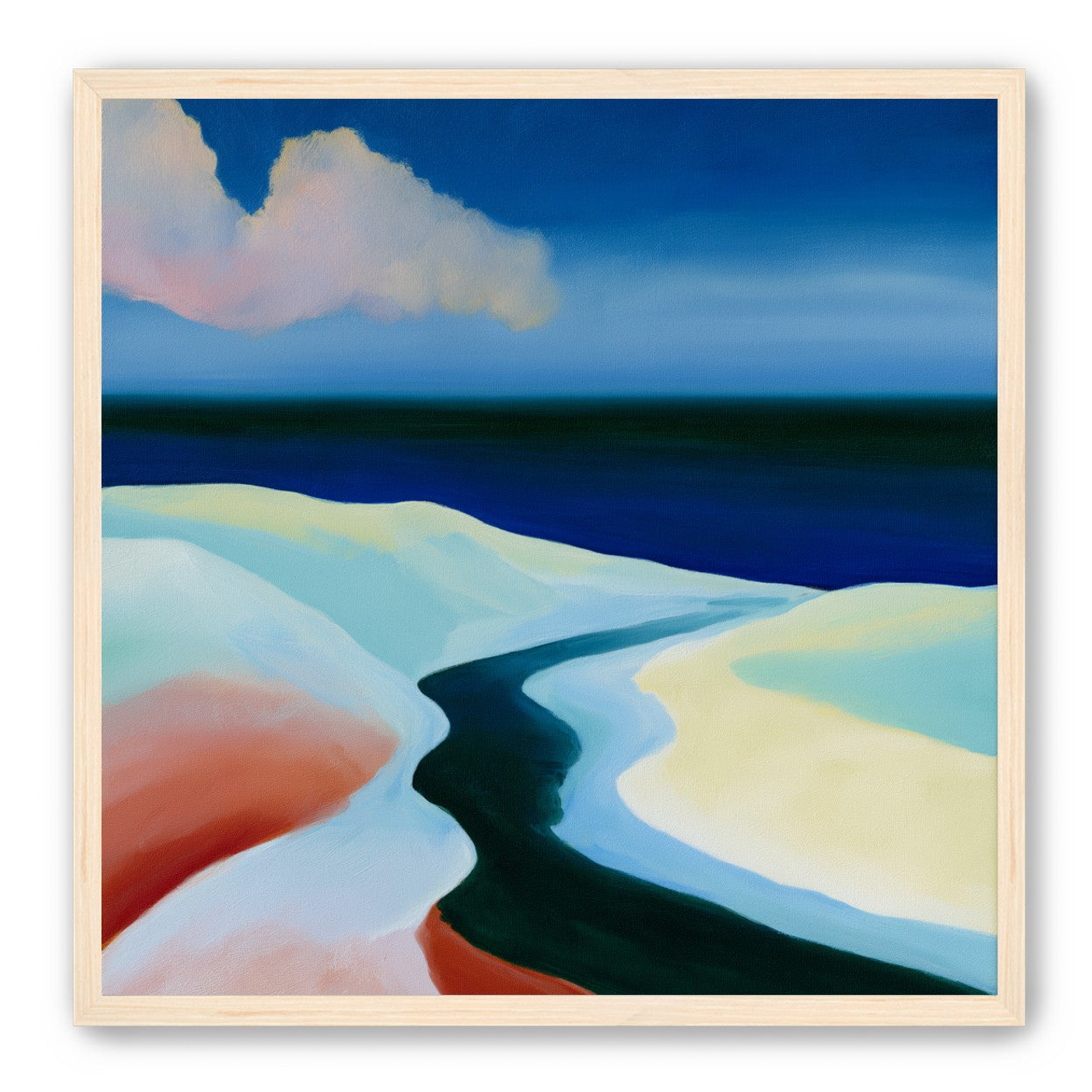 Deep blue over pale dunes