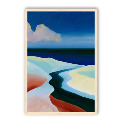 Deep blue over pale dunes