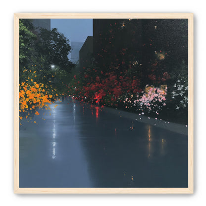 Rainlight on the flowered street