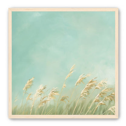 Turquoise sky over pale grass
