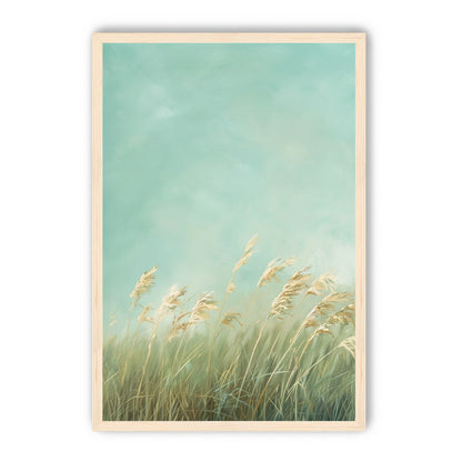 Turquoise sky over pale grass