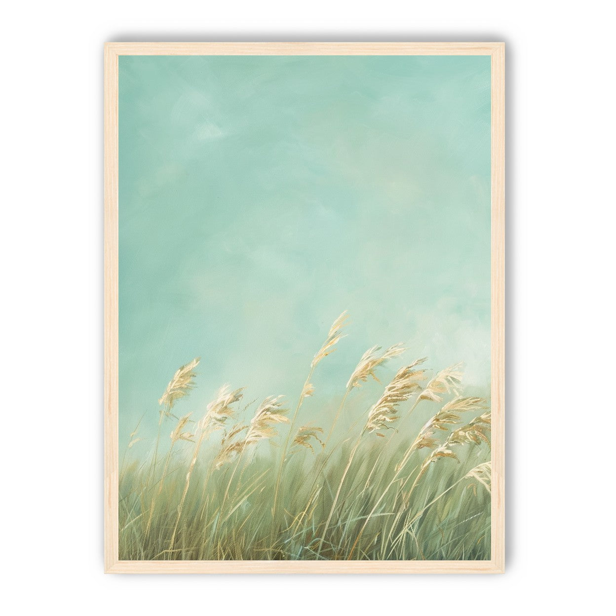 Turquoise sky over pale grass