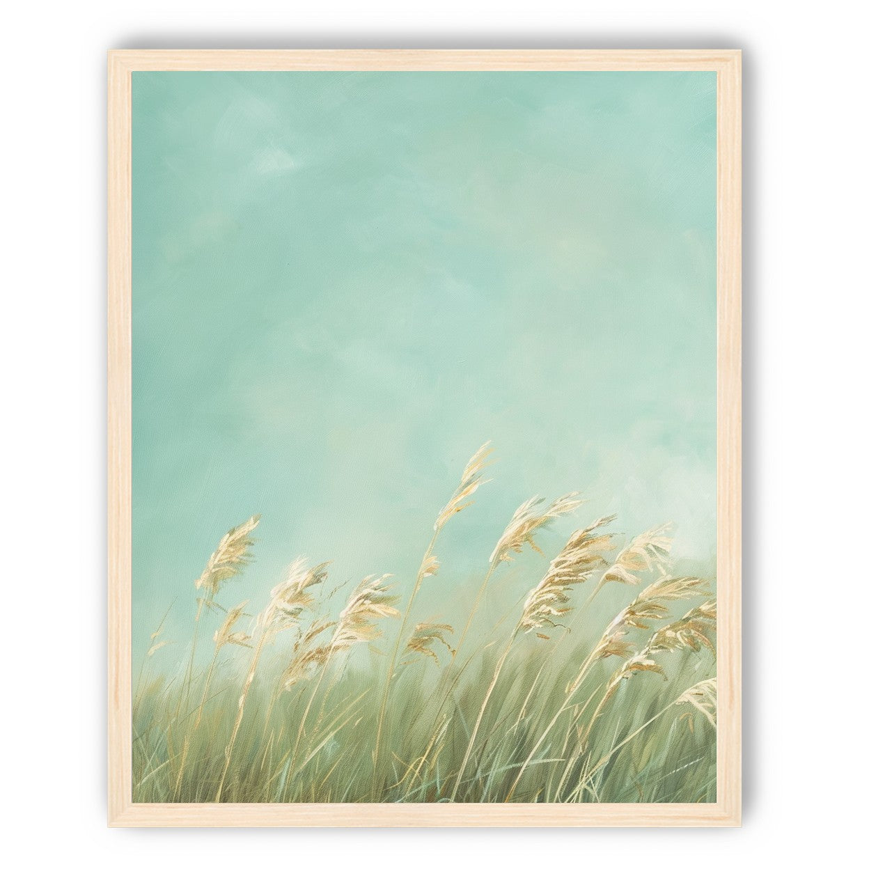 Turquoise sky over pale grass