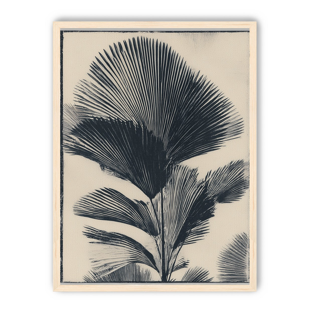 Palm fronds in black ink