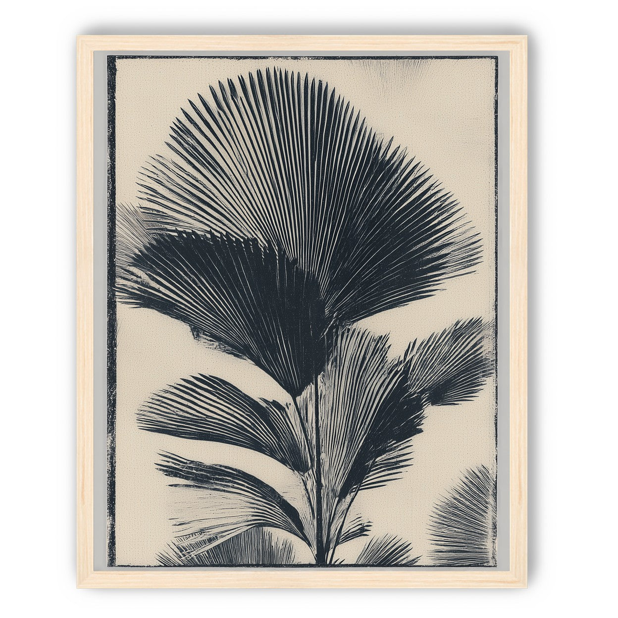 Palm fronds in black ink