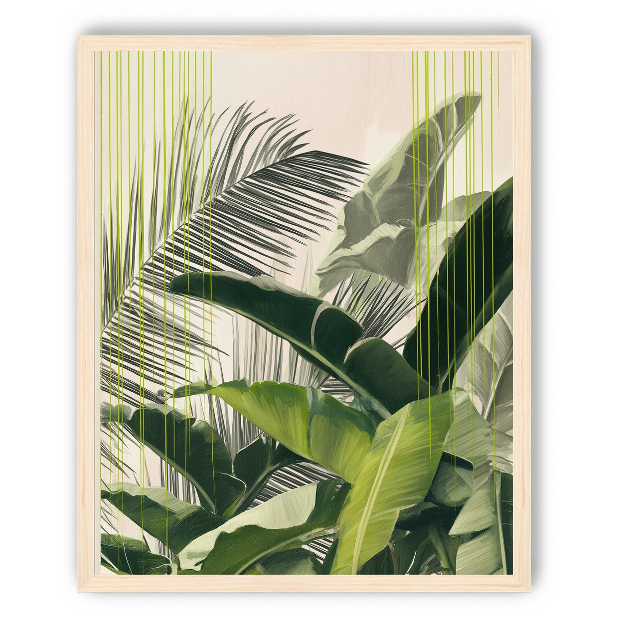 Green drips over palms