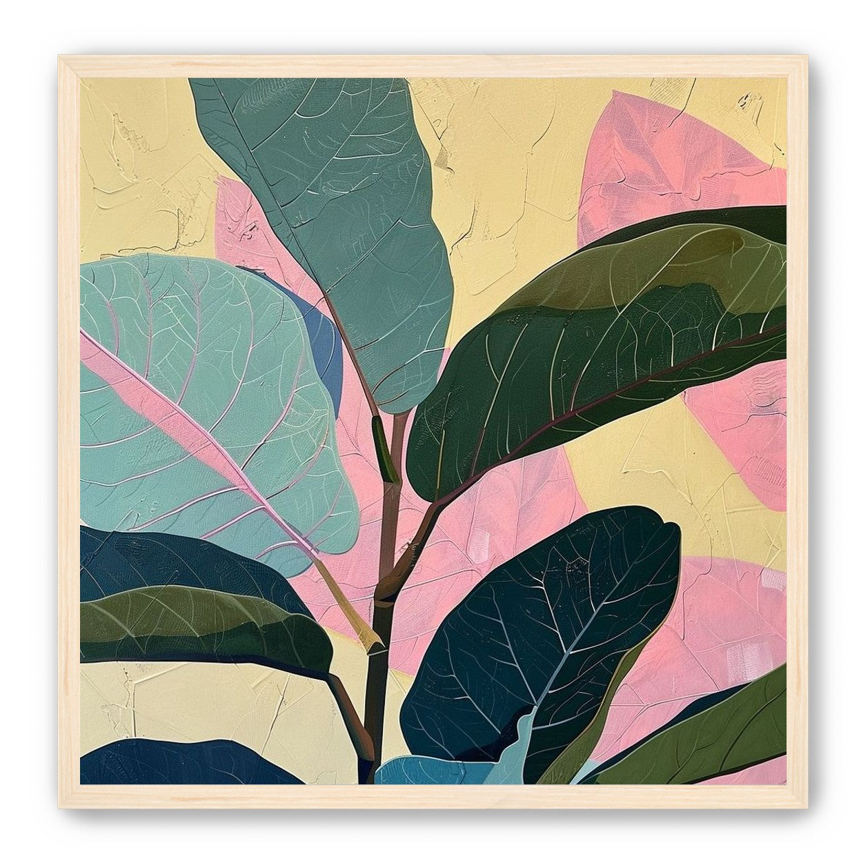 Leaves leaning into pink light