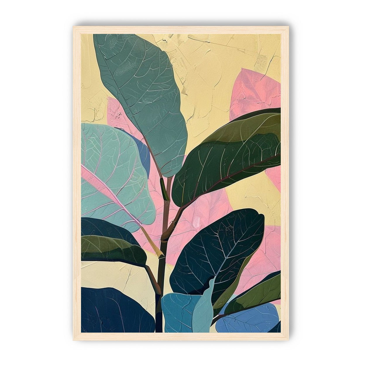 Leaves leaning into pink light