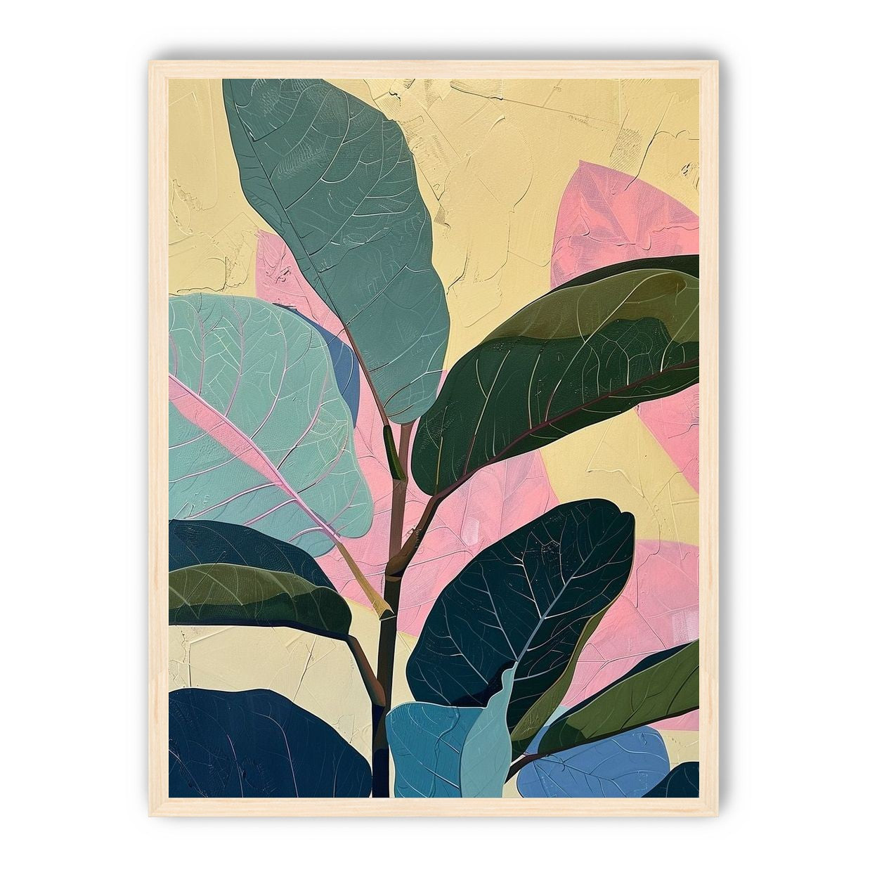 Leaves leaning into pink light
