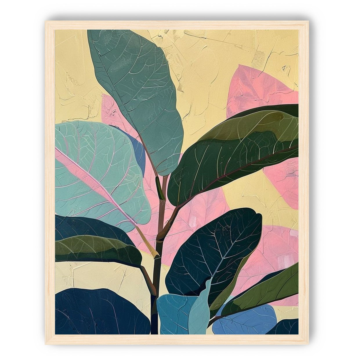 Leaves leaning into pink light