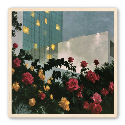 Roses under office lights