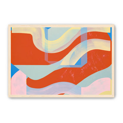 Translucent bands over red blocks