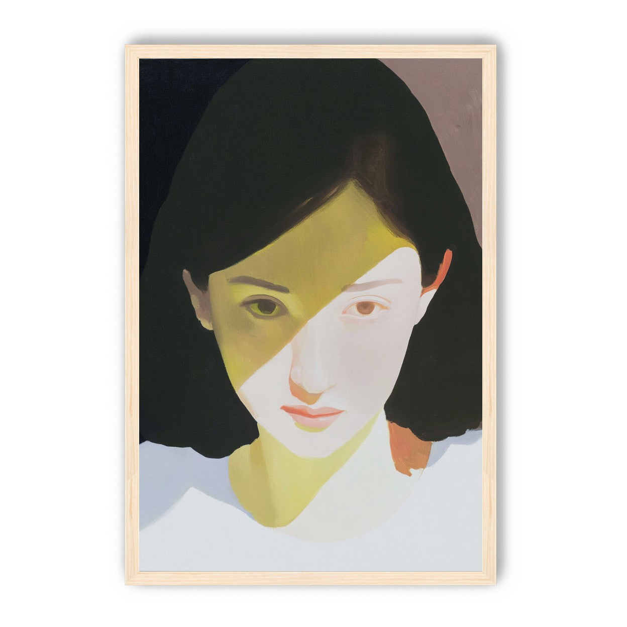 Yellow light across her face
