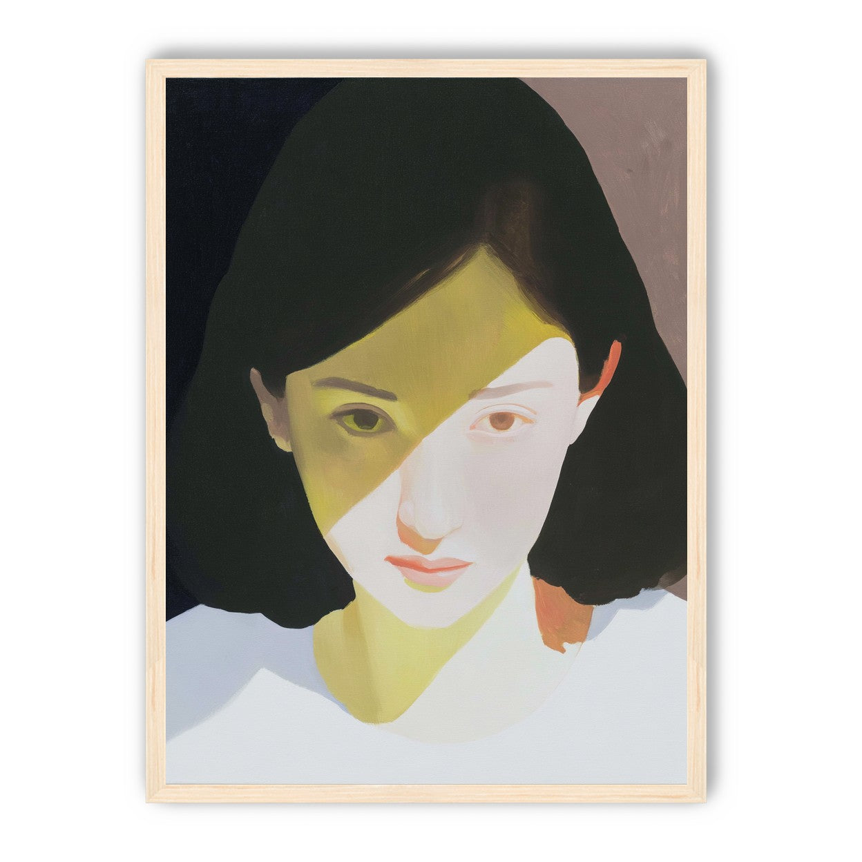 Yellow light across her face
