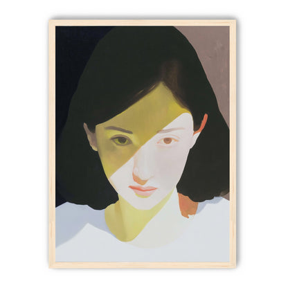 Yellow light across her face