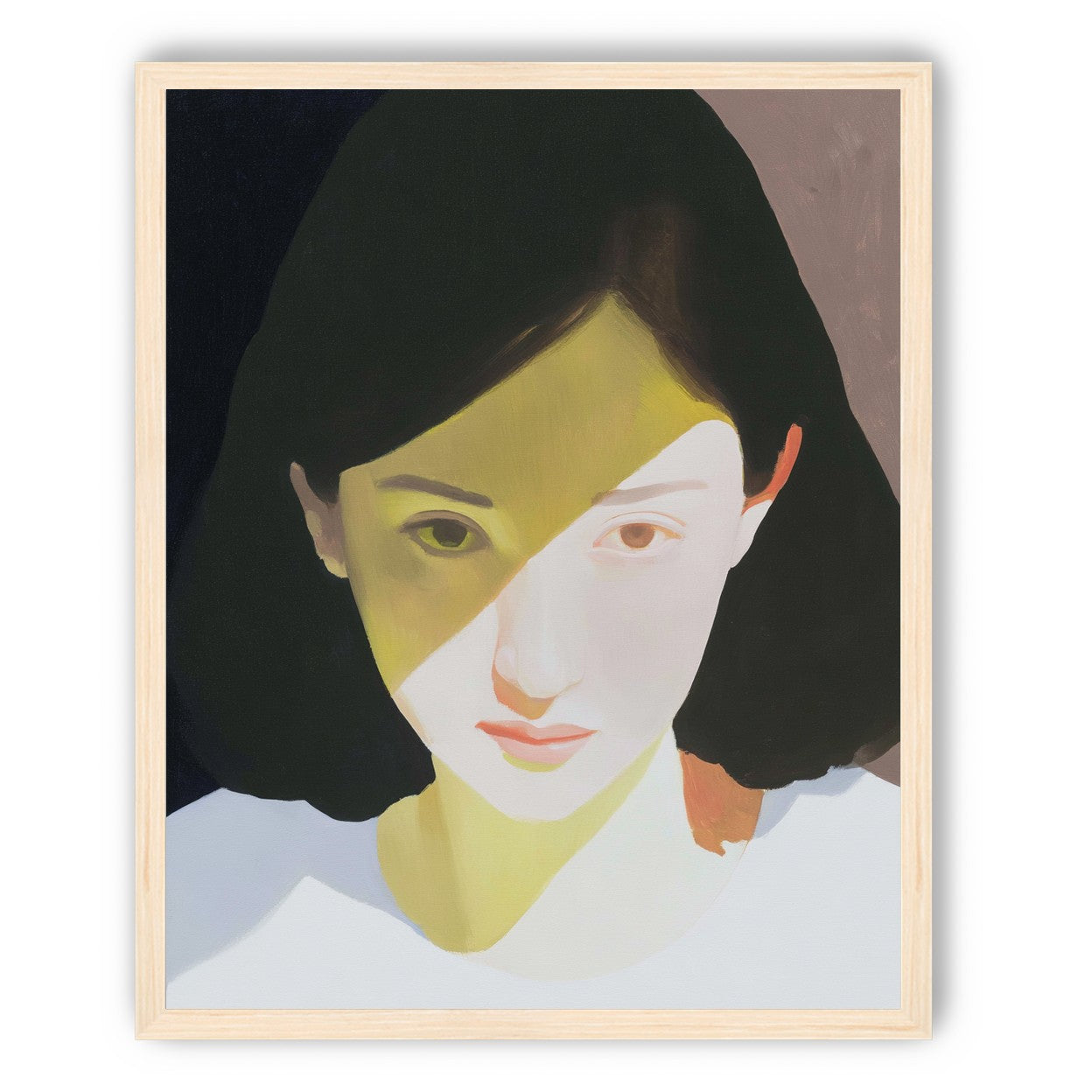 Yellow light across her face