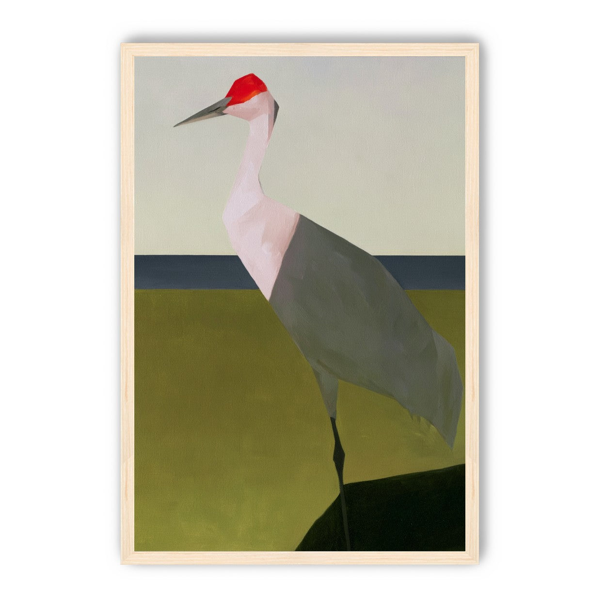 Red crown crane at the shore