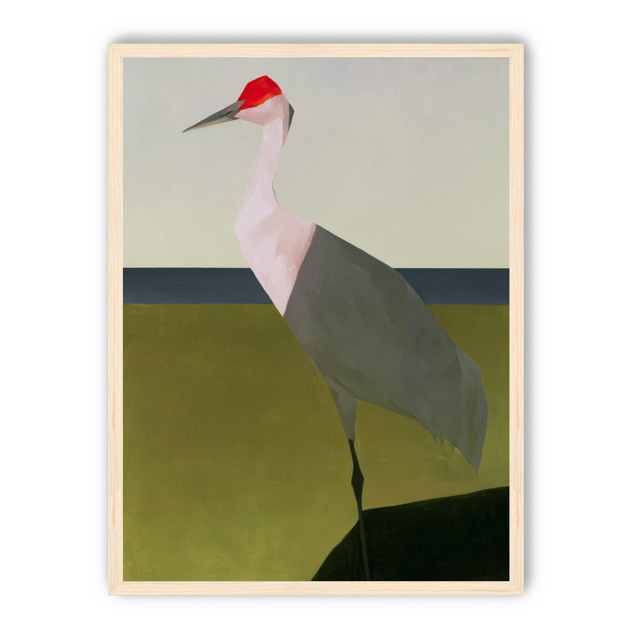 Red crown crane at the shore
