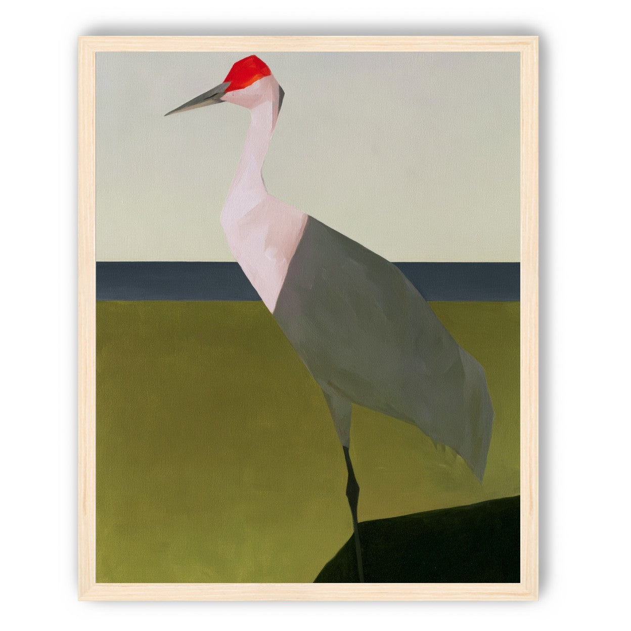 Red crown crane at the shore