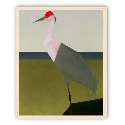 Red crown crane at the shore