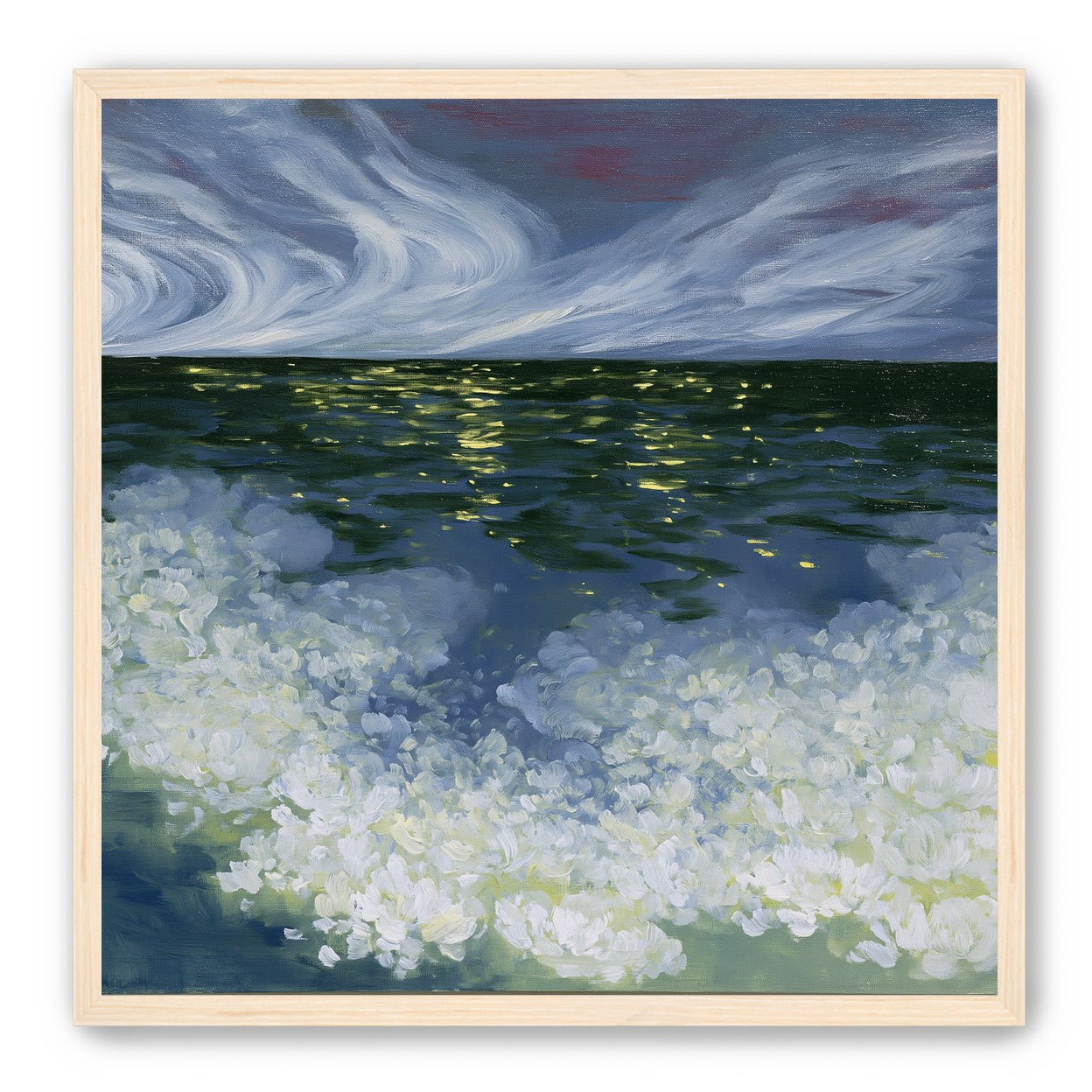 Foam and starlight at sea