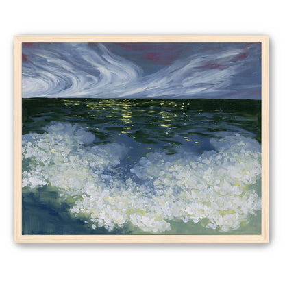 Foam and starlight at sea