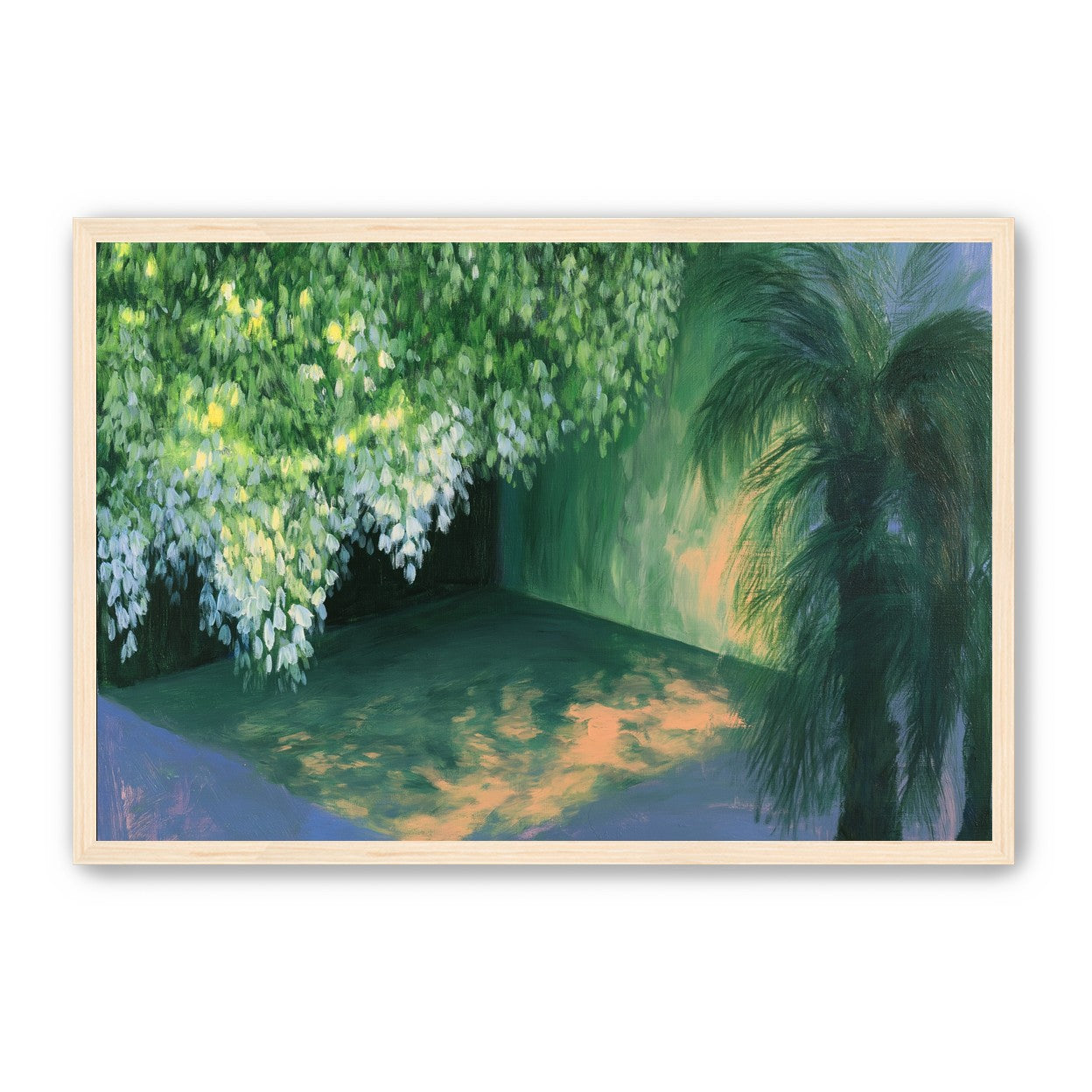 Yellow light on green pond