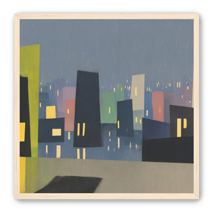Rain on the lit skyline