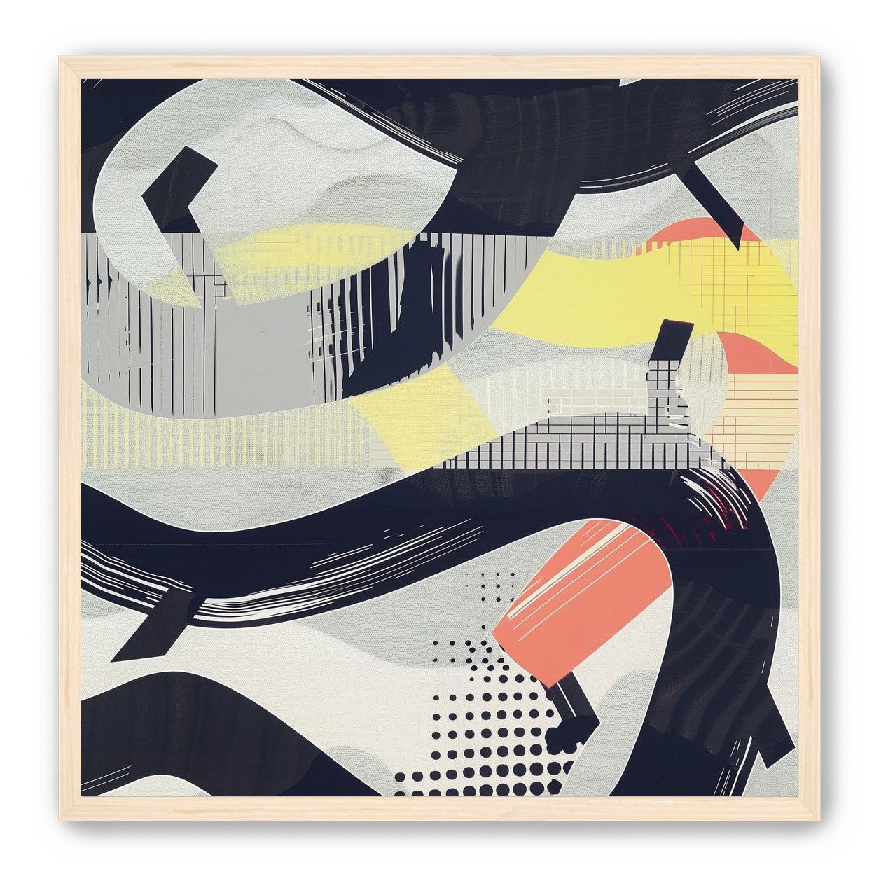 Black loops over yellow blocks