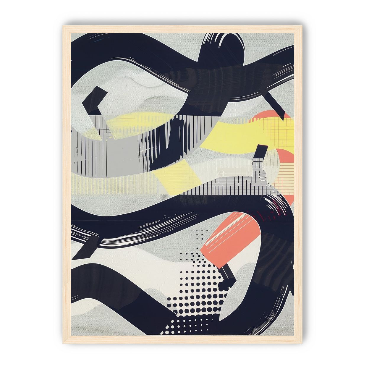 Black loops over yellow blocks