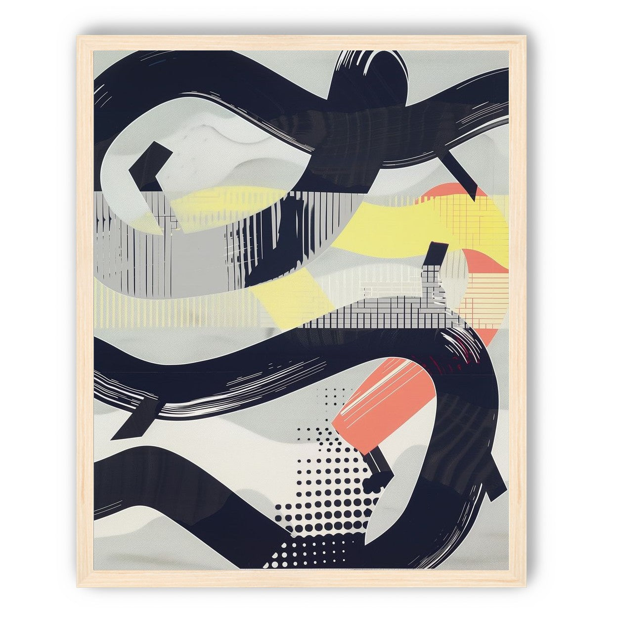 Black loops over yellow blocks