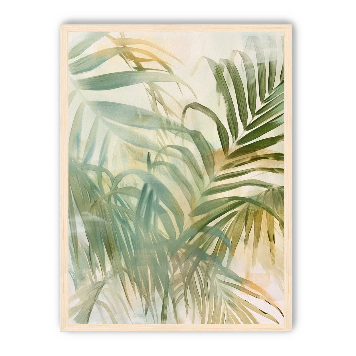Palm leaves in pale wash