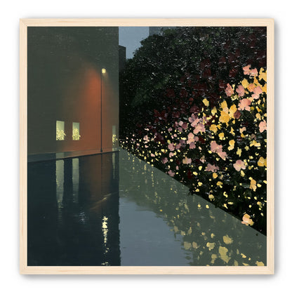 Flowers beside the wet wall