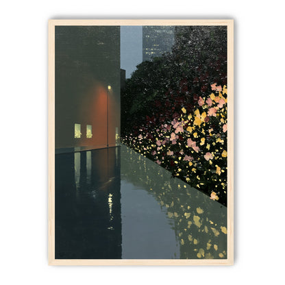 Flowers beside the wet wall