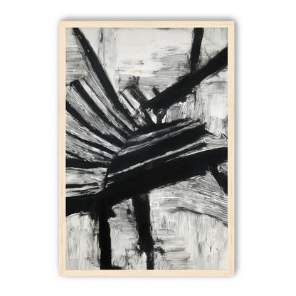 Non-Representational: Thick black brushstrokes cross and stack over a white surface filled with fine scratched lines.