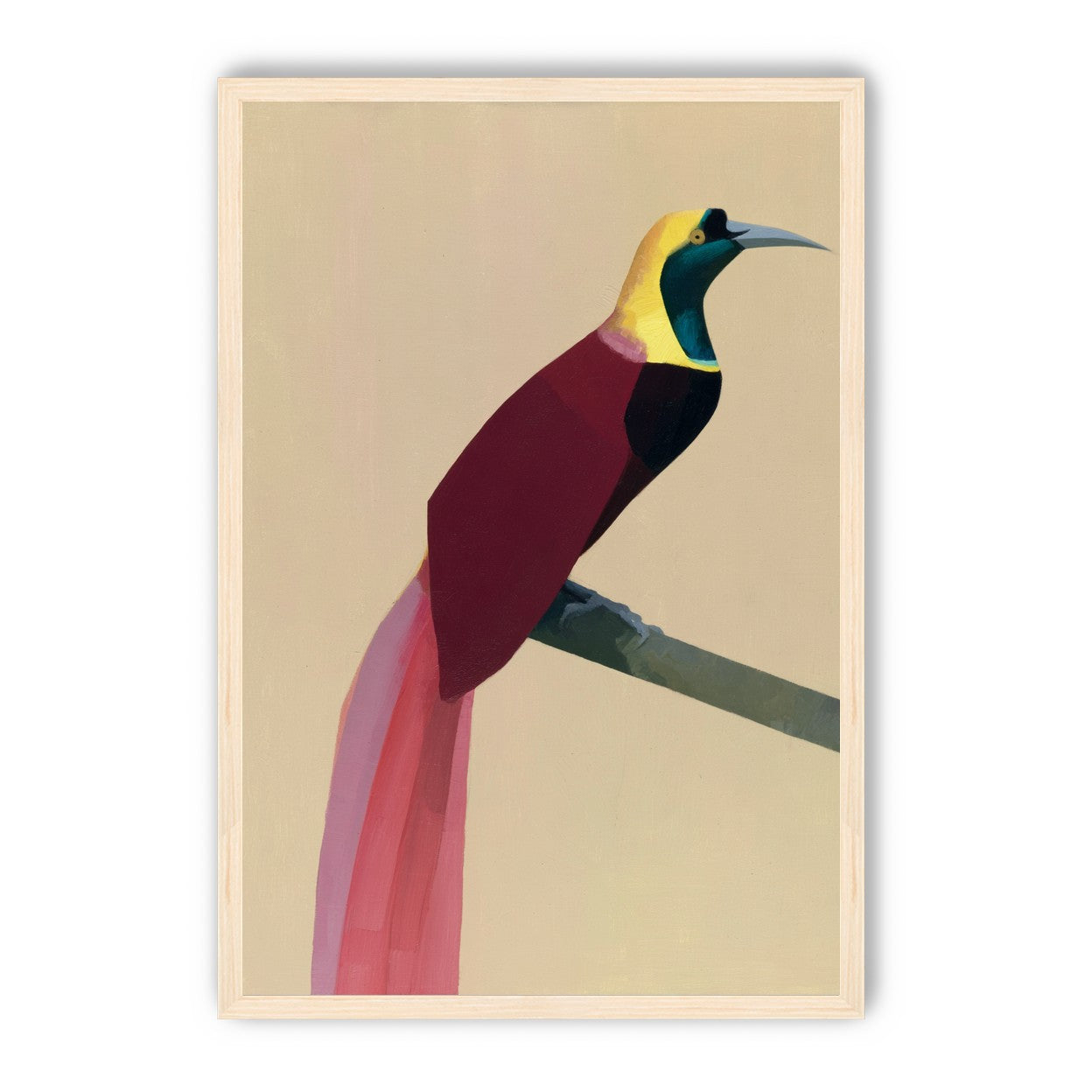 A bright bird on a branch