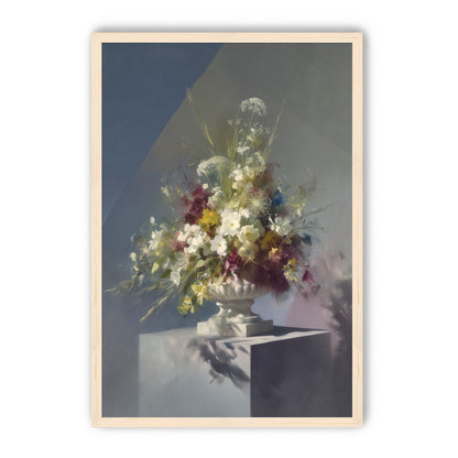 White urn within angled light