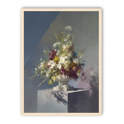 White urn within angled light