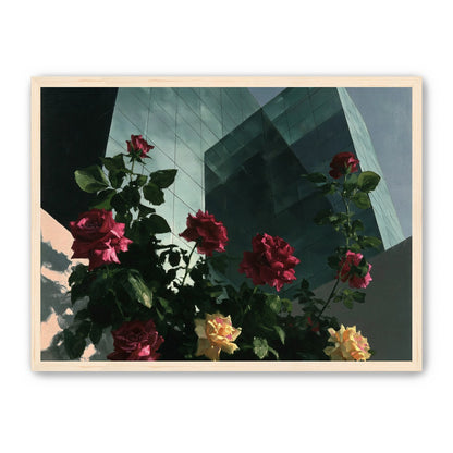 Roses against glass towers