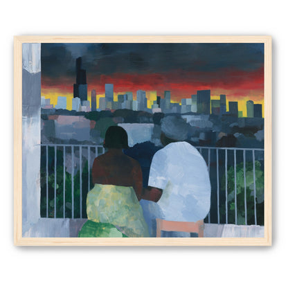 Two on the balcony at dusk