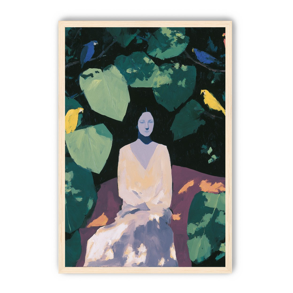 Pale dress under green leaves