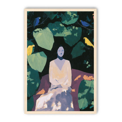 Pale dress under green leaves